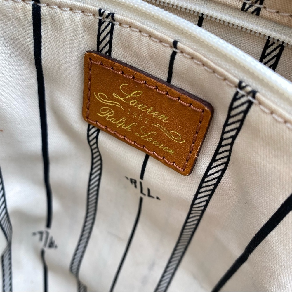 Lauren Ralph Lauren Women’s Brown Saffiano Leather Halstead Equestrian Tote Bag - Picture 8 of 11